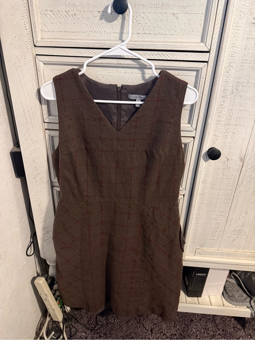 Classiques Entier Brown Plaid V-Neck Midi Dress